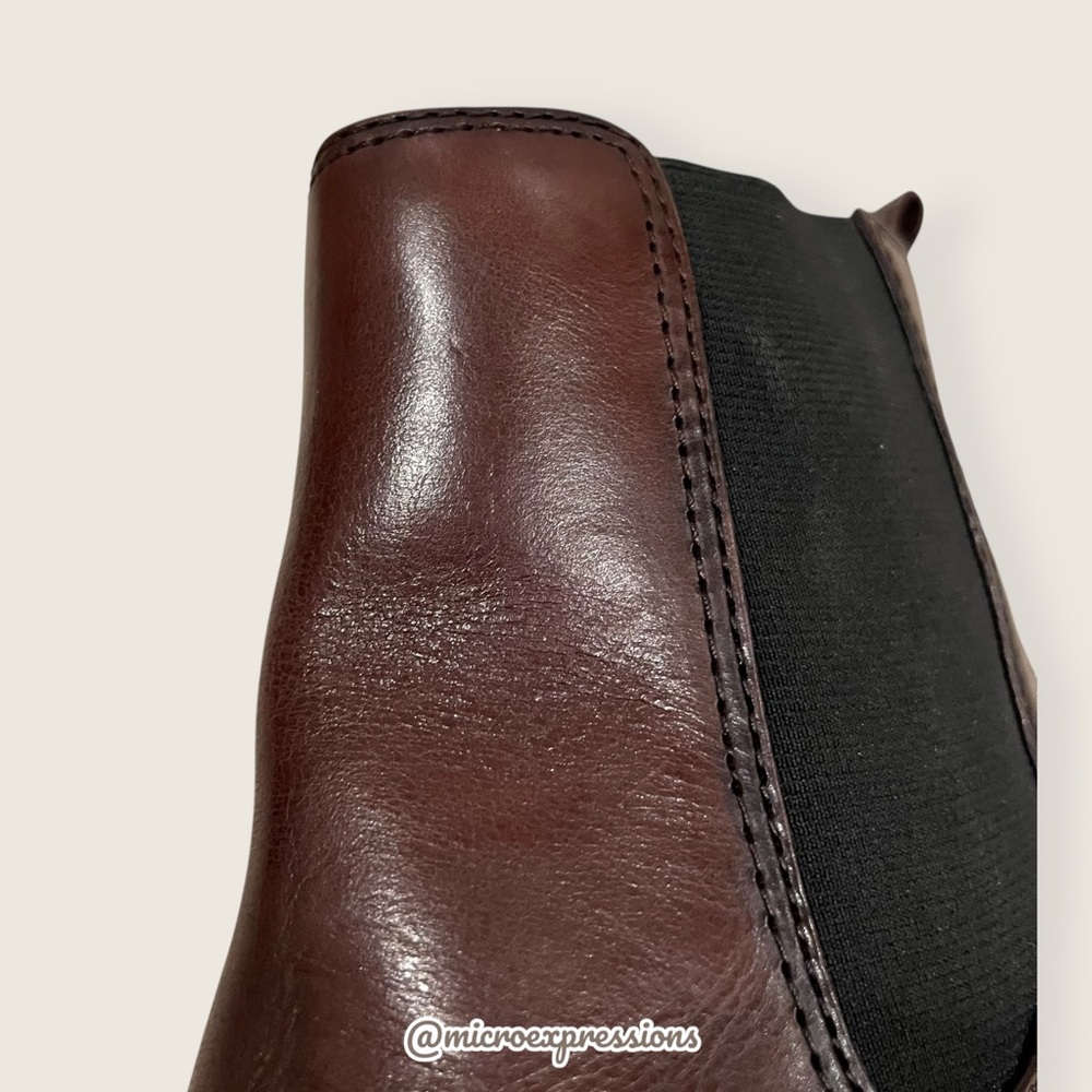 Frye Tate Chelsea Brown Genuine Leather Moto Gore Stretch Fall/Spring Ankle Boot - Picture 8 of 13